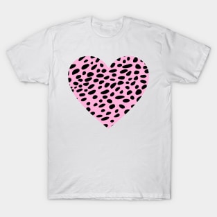 Pink Cheetah Leopard Heart Shape T-Shirt